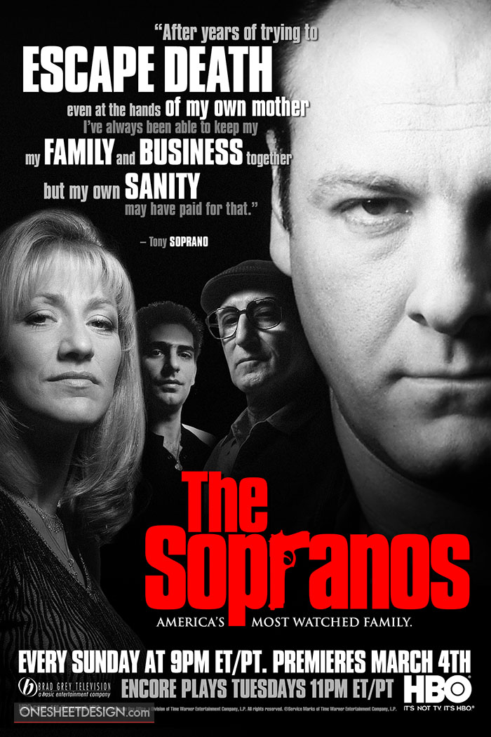 The Sopranos promo ad poster design - Portfolio - onesheetdesign.com